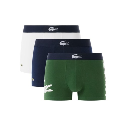 Lacoste Men's Cotton Stretch Big Croc Print Trunks, 3-pack, Dusty Olive/Navy