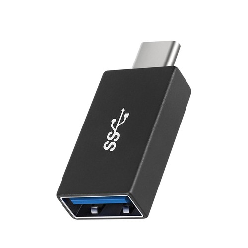 Adaptador USB-A Hembra a USB-C Macho Compacto Negro