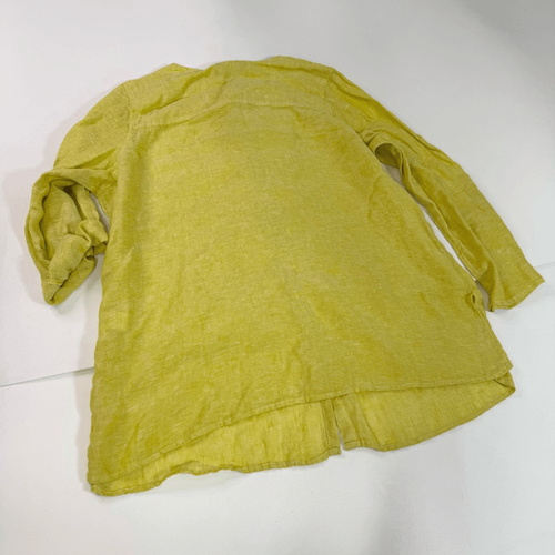 Tahari Top Damen 2x 100% Leinen Neu 3/4 Rollärmel Gelb Button Down Shirt - Bild 7 von 11