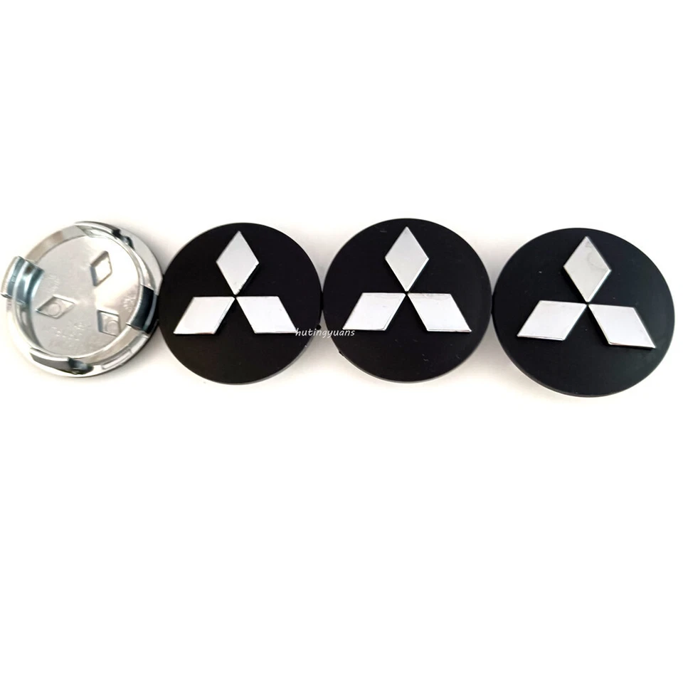 4X 60mm CHROME BLACK CAR Wheel Caps Hub Center Cap 2.25" for MITSUBISHI PAJERO - Image 2 of 2