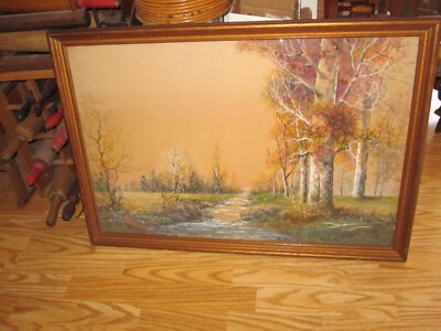 Raphael Senseman (1870 - 1965) ''Stream and Landscape Scene'' Watercolor Painting 