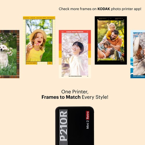 KODAK Mini 2 Retro 4PASS Portable Photo Printer 2.1x3.4 inches Initial 8 Shee... - Picture 6 of 9
