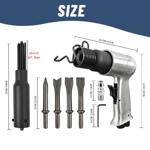 Air Hammer w 4pc Chisel & 1pc Descaler Needle 150mm Stroke Pneumatic Super Duty - Picture 6 of 12