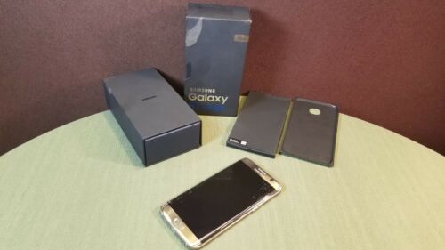 Samsung Galaxy S7 Edge 32 GB Gold Tone Cell Phone Cracked Screen