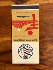 American Mail Line Matchbook Cover Mariner Service C-3 Cargo Line Shipping Ship