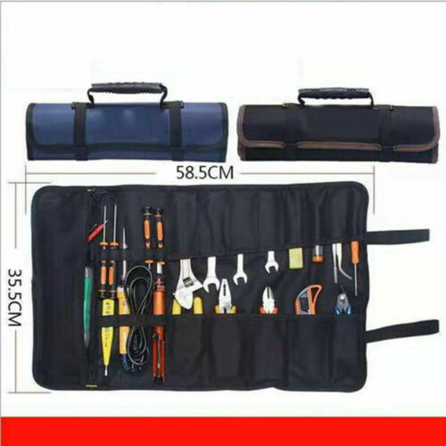 Electrician Tool Pocket Roll Up Storage Organizer Bag Canvas Chisel Tool kit New - Picture 3 of 13
