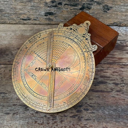 Antique Brass Handcrafted Astrolabe Armillary Vintage Astronomy Device W/ Base - Picture 6 of 7