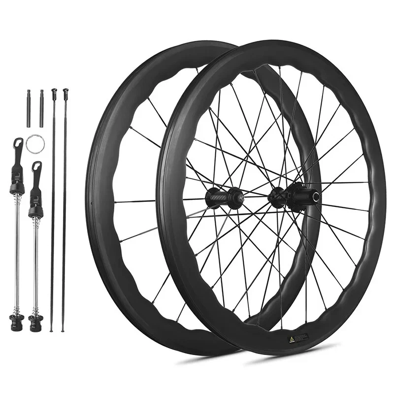 700C Carbon Fiber Rennrad Laufradsatz Leichte Wellenfelge V-Bremse Drahtreifen - Bild 2 von 4