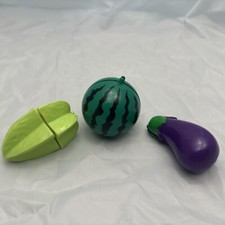 Pretend Play Food Pull Apart Cut Fruits Vegetables Kitchen Toys Lot Of 3