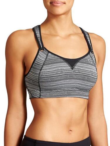 Neu mit Etikett Athleta Rebound Racer-BH von Moving Comfort, schwarzer Jacquard/schwarz Größe 32 C