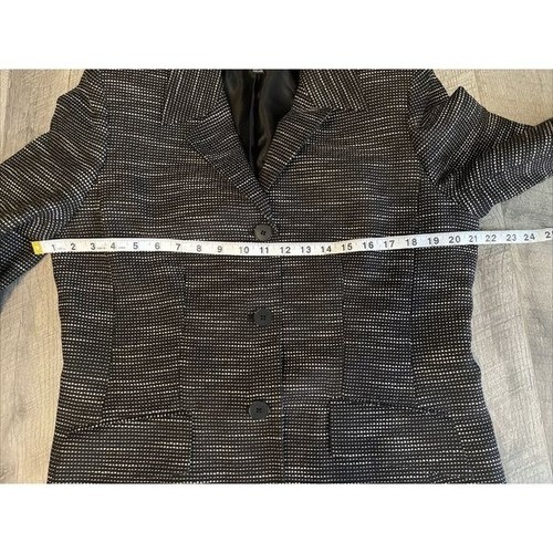 Kasper Mujer Blazer Traje Chaqueta 12 Negro Plata Acanalado Forrado Carrera Brillo - Imagen 6 de 7