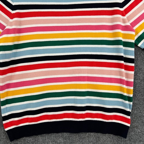Boden Rachel Knit Tee Sweater Jumper Size M Rainbow Stripe Short Sleeve Casual - Picture 7 of 12