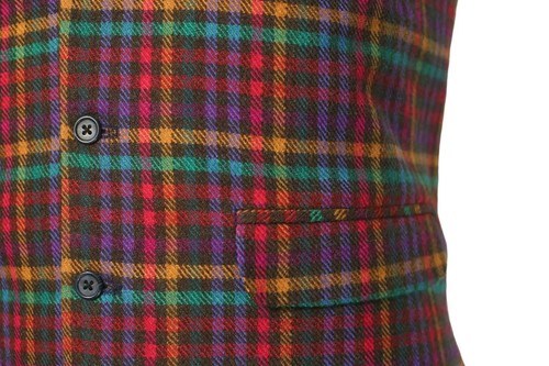 Mens Vest Suit Lapel Multicolor Plaid Wool Dress Formal Wedding Waistcoat XL 46 - Picture 6 of 8