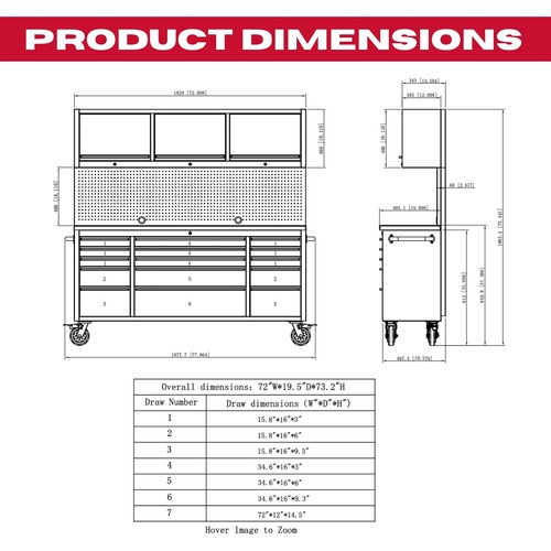 Excel Tool Box Chest Cabinet Steel Work Bench 15 Drawer with Upper Cabinets - Picture 2 of 12