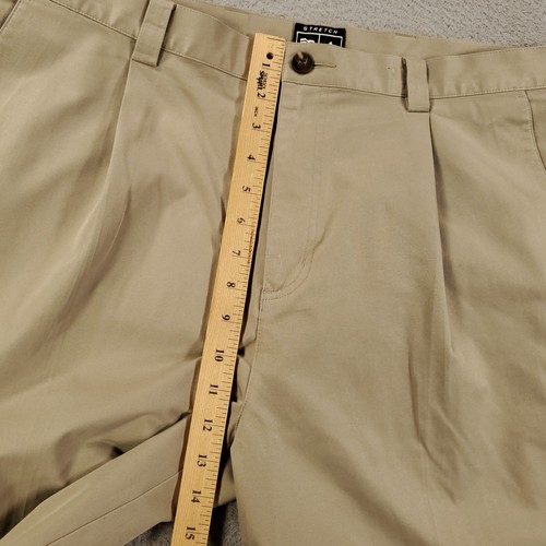 Addias Hose Herren 38x32 hellbraun beige Golf Performance Tech gerades Bein plissiert - Bild 6 von 14