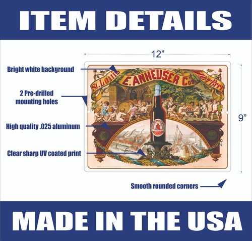 St. Louis E. Anheuser CO. Bier Schild Metall 9x12 USA kostenloser Versand - Bild 3 von 5