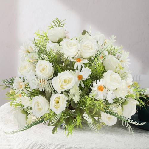 Artificial Flowers Bouquet 3 Pack Fake Rose Bouquet Faux Artificial Flower Ar... - Picture 4 of 7