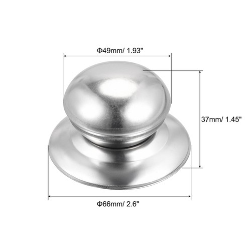 Universal Topfdeckelknauf, Edelstahl Ersatzknauf 66x49x37mm, 2 Stück - Bild 2 von 6