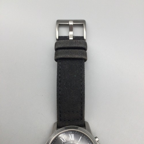 Fossil Grant Chronograph Watch Men Silver Tone 38mm FS4840 Black New Battery - Picture 6 of 14
