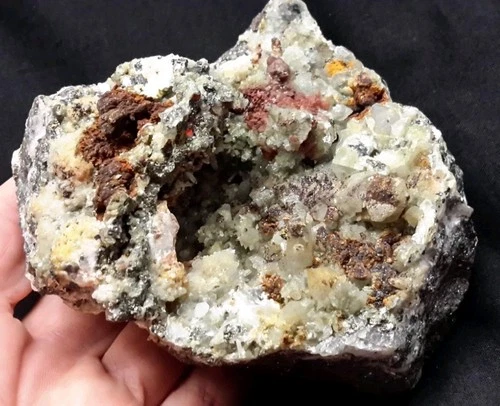 4" QUARTZ with CALCITE, PYRITE, SIDERITE, SMITHSONITE from Chihuahua, Mexico