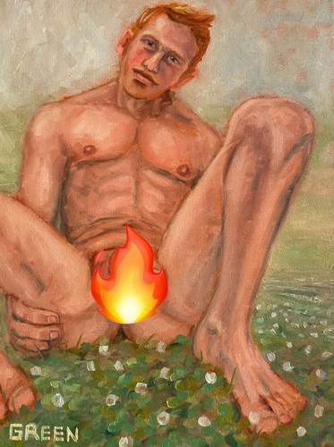 Gay Male Erotic Art Original Oil Painting Man Hand Painted Ginger - Picture 1 of 10