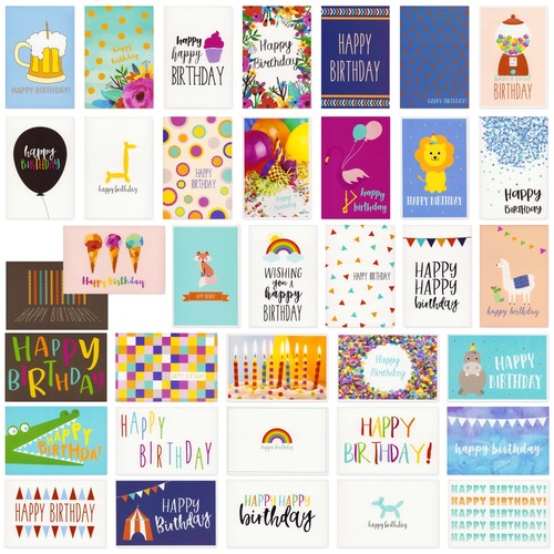 144 Pack Happy Birthday Cards in 36 Designs, Blank Inside with Envelopes, 4x6 In - Picture 4 of 8