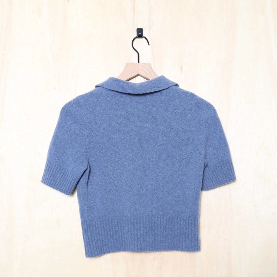 Cárdigan Polo Manga Corta Lana Merino Abercrombie & Fitch Azul Talla XS Foto 3 de 4