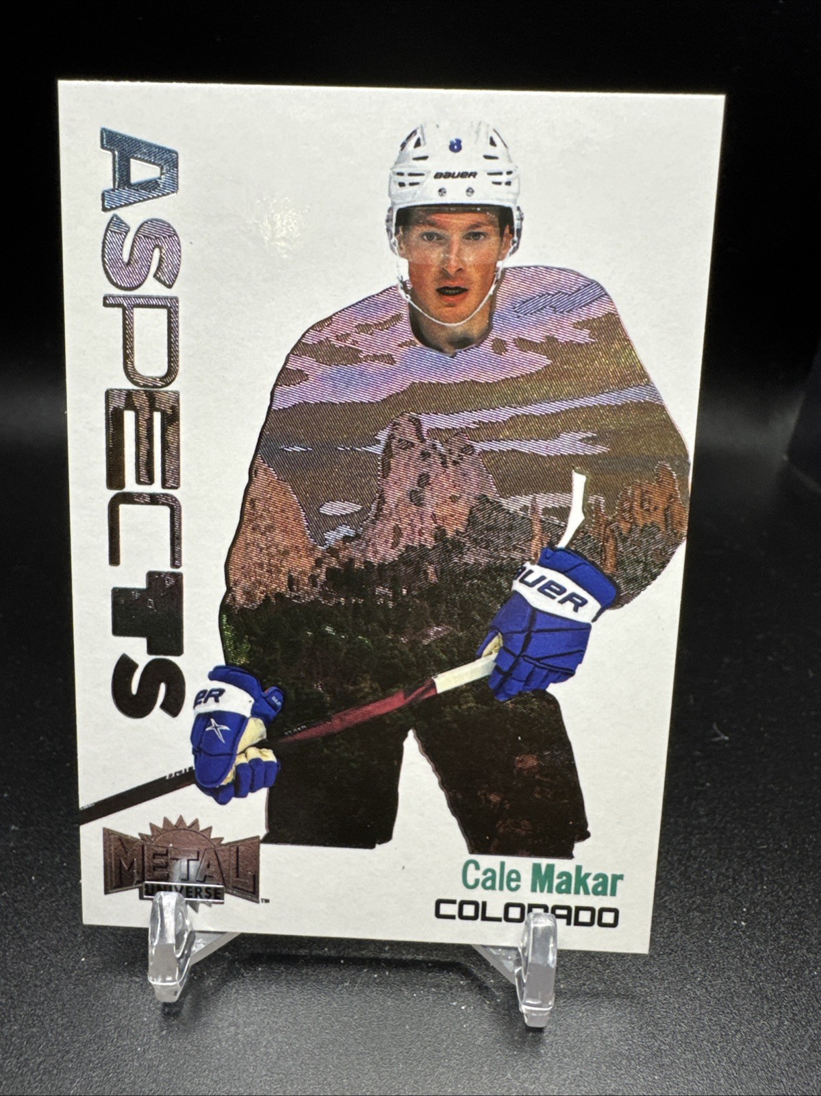 2022-23 Skybox Metal Universe Hockey Card Aspects A-15 Cale Makar