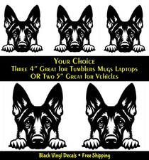 Peeking German Shepherd Black Vinyl Decal Vehicle windows Door Bumper Tumbler
