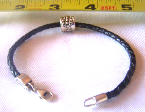 Harley-Davidson Sterling 925 Leather Cord Bar & Shield Slider Charm H.D Bracelet - Picture 3 of 5