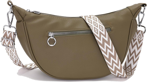 Borsa Tracolla Donna Impermeabile - Marsupio Elegante a Mezzaluna in Tessuto Cro - Foto 12 di 12