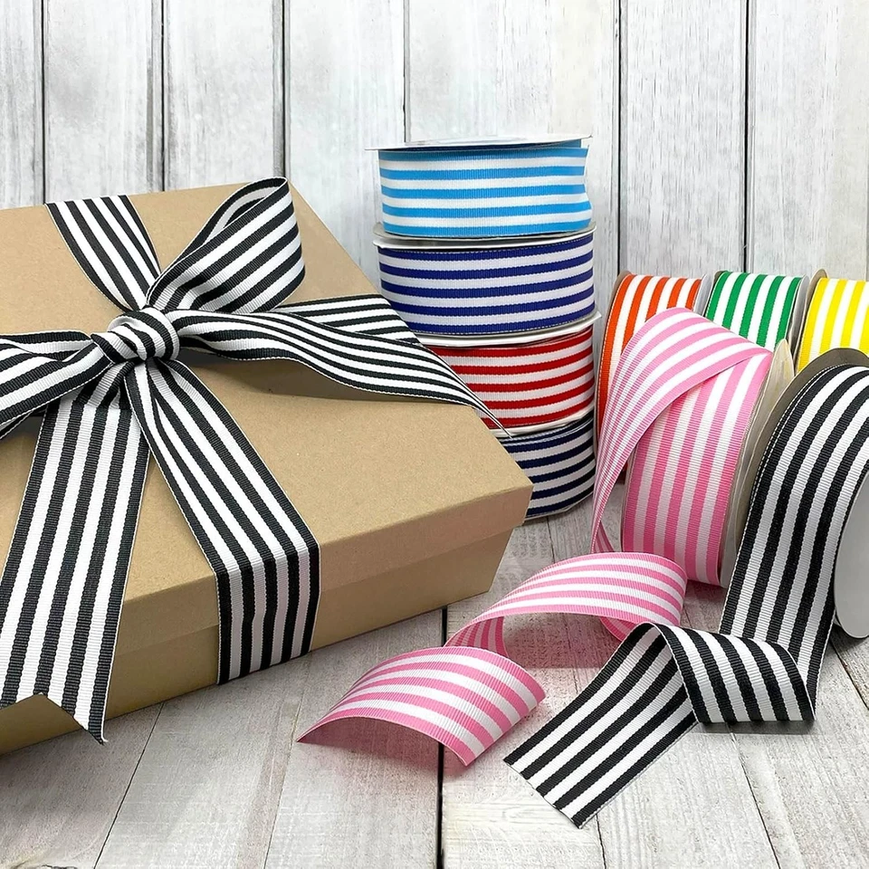 Cinta Decorativa de Poliéster Grosgrain a Rayas Roja 20 Yardas 1.5" Foto 4 de 4