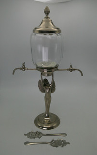 Absinthe Fountain Metal Lady 2 Taps/ Spouts 2 Spoons Set Needs Cleaned AS IS