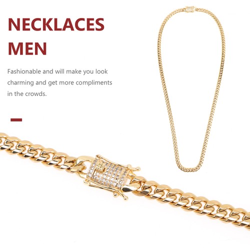 4 Pieces Cuban Man Stainless Steel Necklaces Men - Picture 10 of 12