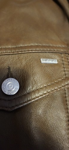 Superdry Rare Brown Leather 100% Leather Classic Trucker Jacket 2XL 48" RRP £250 - Picture 4 of 18