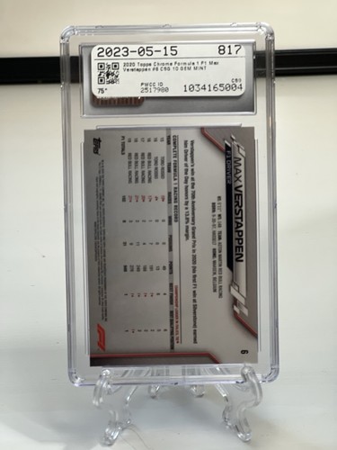 2020 Topps Chrome F1 Max Verstappen PSA 10 GEM Mint Rookie #6 Certified - Bild 2 von 2