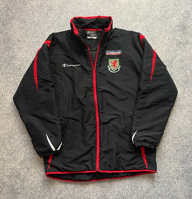 Wales National Team Champion Training Parka Vintage Jacke Schwarz Größe Herren M