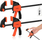 6" Mini Bar Clamps for Woodworking - 2 Pack Quick Clamps F Clamp with 75 Lbs Loa