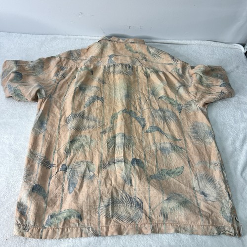Tommy Bahama Mens Large Silk Shirt Short Sleeve Button Up Floral Salmon - Picture 6 of 8