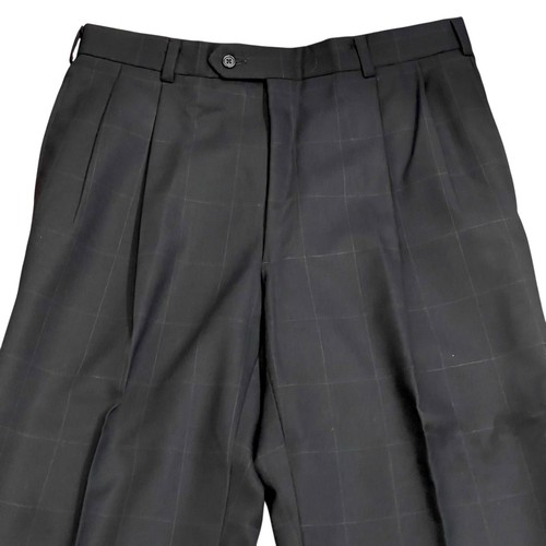 Hart Schaffner & Marx Pleated Front 2pc Black Suit/40R Jacket/ 34/32 Pant Plaid - Picture 13 of 18