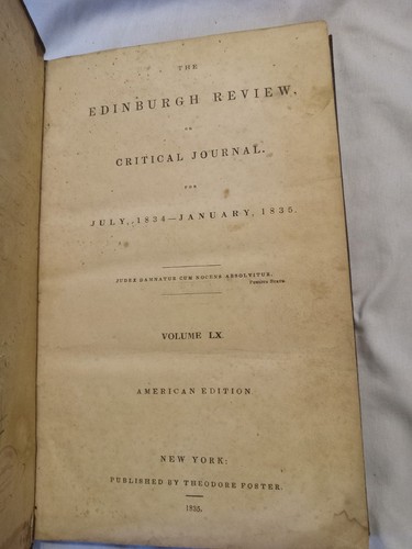 The Edinburgh Review July 1834 To January 1835 American Edition Leatherbound LX - Imagen 5 de 15