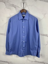Camicia blu YSL Yves Saint Laurent Pour Homme logo ricamato taglia L