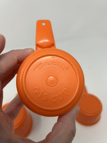 Vintage 70er Jahre TUPPERWARE 4er Set Ernte Orange Stapel Messbecher - Bild 2 von 11
