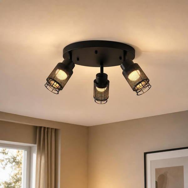 LED Deckenlampe Deckenleuchte Wohnzimmerlampe Schwarz Spots Verstellbar L 46 Cm-image