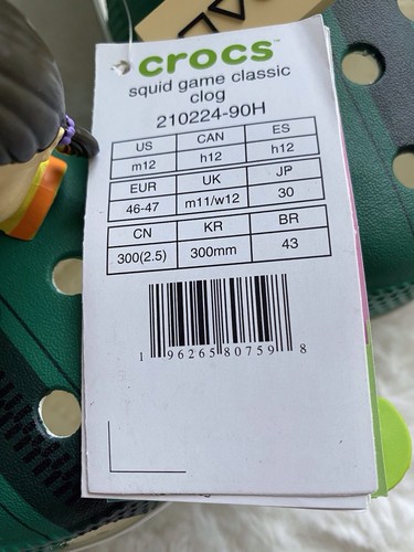 Crocs Juego de Calamares Clásico Zueco Sandalias Zapatos 210224-90H Para Hombre Talla 12 Con Jibbitz - Imagen 10 de 16