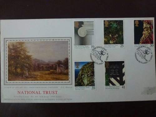 GB Silk cover Centenary of the National Trust with special cancel