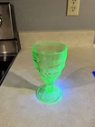 VINTAGE GREEN DEPRESSION URANIUM GLASS BLOCK GREEN GLASS GOBLET