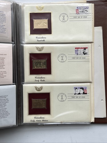71 Golden Replicas US Stamps 22kt Gold 1990-1991 in Album + Bonus 1973 FDC - Picture 7 of 10