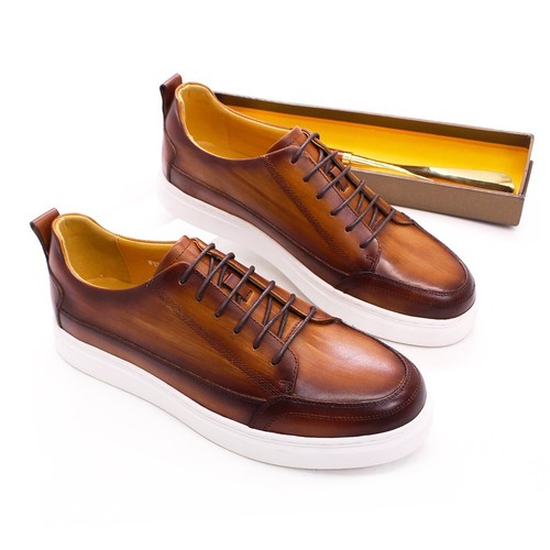 Herren Echtleder Schuhe Runde Spitze Business Formell Freizeit Schnürschuhe Boardschuhe - Bild 13 von 20