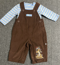 Disney Baby 6-9 Month Tigger 2-Piece Brown Corudroy Bib Overall Embroidered 2010